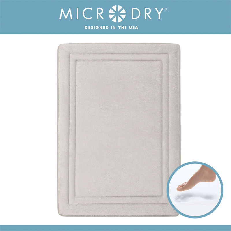MICRODRY Quick Drying Memory Foam Framed Bath Mat with GripTex  Skid-Resistant Base, 17x24, Blue