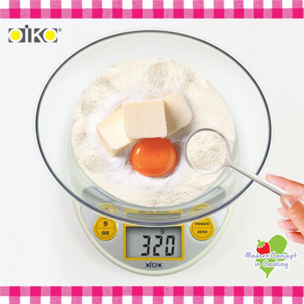 OiKO 雞蛋造型 廚房用 2KG 電子秤 附透明盛載器皿 KB-1022-C