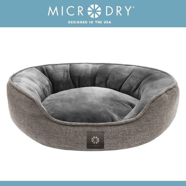 grey round pet bed